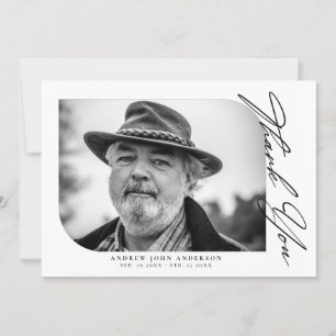 Carte De Remerciements Photo Funéraire Noir Et Blanc Simple