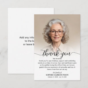 Carte De Remerciements Photo funéraire simple