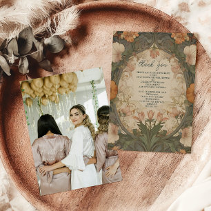 Carte De Remerciements Photo Jardin Enchanté Art Nouveau Fête de Mariée