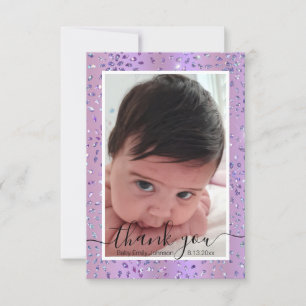 Carte De Remerciements photo jeune fille design à cadre violet