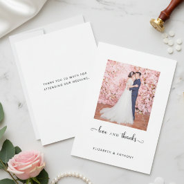 Carte De Remerciements Photo Love and Thanks Elegant Script Chic Wedding
