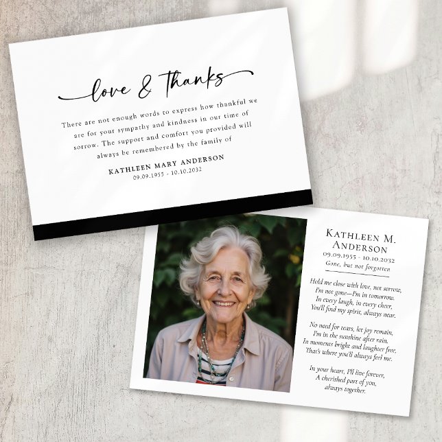 Carte De Remerciements Photo Love and Thanks Script Funeral (Créateur téléchargé)