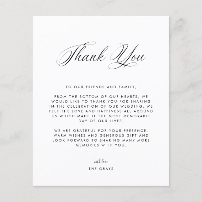 Carte de remerciements photo mariage (Devant)