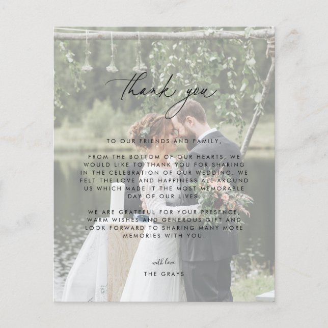 Carte de remerciements photo mariage (Devant)
