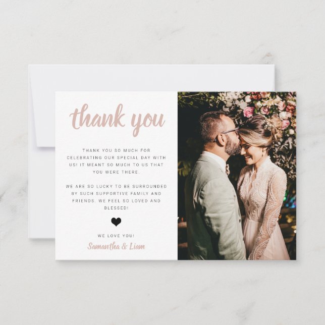 Carte de remerciements photo mariage (Devant)