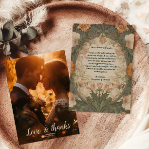 Carte De Remerciements Photo Mariage Art Nouveau Jardin Enchanté