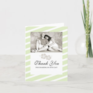 Carte de remerciements photo mariage avec fleurs d