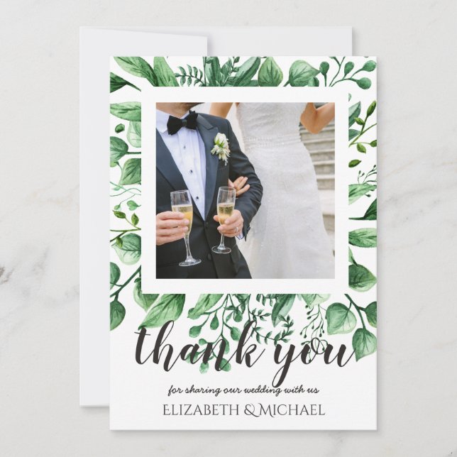 Carte de remerciements photo mariage avec texte de (Devant)