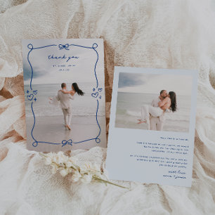 Carte De Remerciements Photo Mariage bleu lunaire