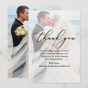 Carte de remerciements photo Mariage Calligraphy O