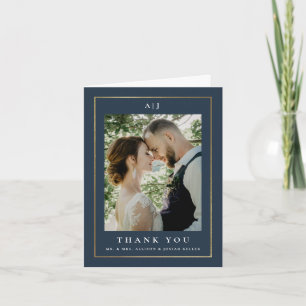 Carte De Remerciements Photo Mariage classique Elegant Gold