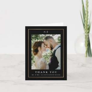 Carte De Remerciements Photo Mariage classique Elegant Gold