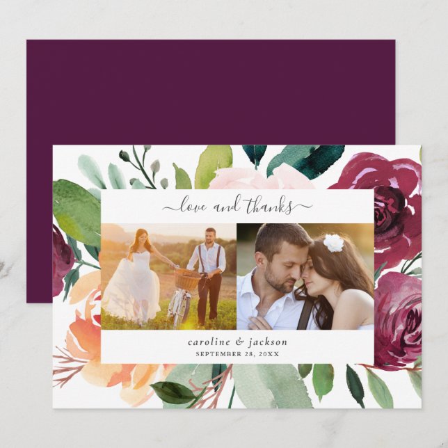 Carte de remerciements photo mariage de automne (Devant / Derrière)