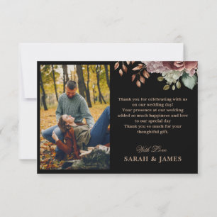 Carte De Remerciements Photo Mariage de automne floral rustique moderne