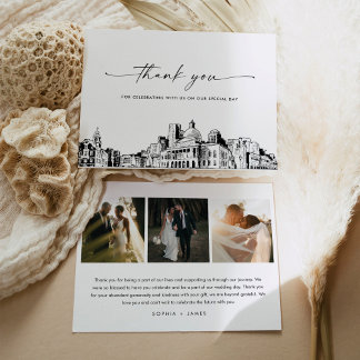 Carte de remerciements photo Mariage de Boston Sky