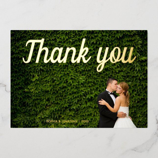 Carte de remerciements photo mariage de calligraph (Recto)