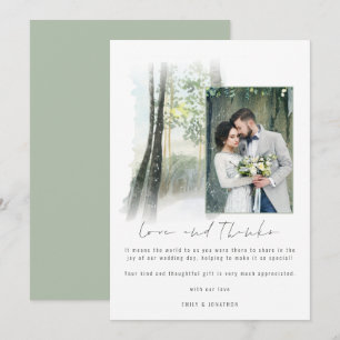 Carte De Remerciements Photo Mariage de la forêt d'hiver Sage Love and Th