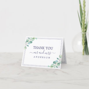 Carte De Remerciements Photo Mariage de la frontière bleue de la Marine