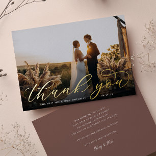Carte de remerciements photo Mariage de script Gol