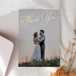 Carte de remerciements photo Mariage de script sim
