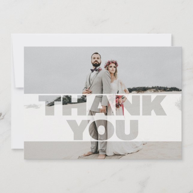 Carte de remerciements photo Mariage de superposit (Devant)