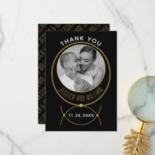 Carte De Remerciements Photo mariage d'inspiration bijouterie or