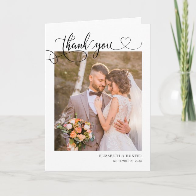 Carte de remerciements photo Mariage du coeur de s (Devant)