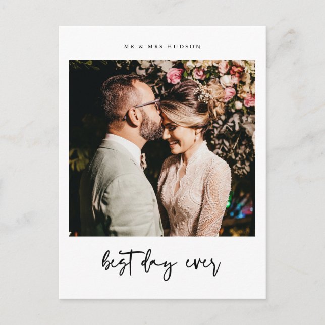 Carte de remerciements photo Mariage du meilleur j (Devant)