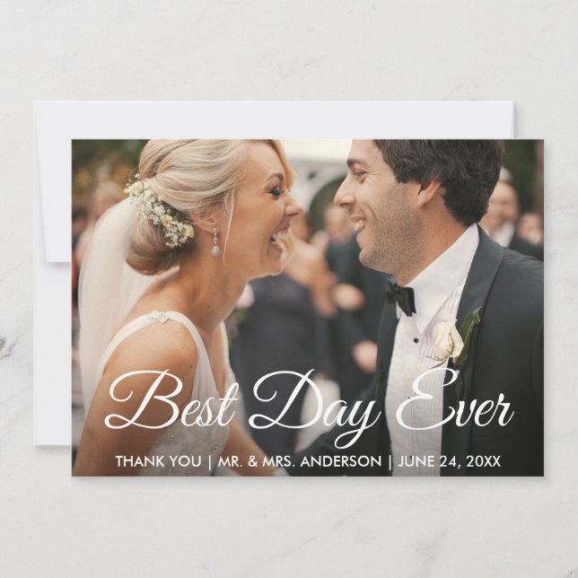 Carte de remerciements photo Mariage du meilleur j (Devant)