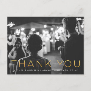 Carte de remerciements photo Mariage Faux Gold