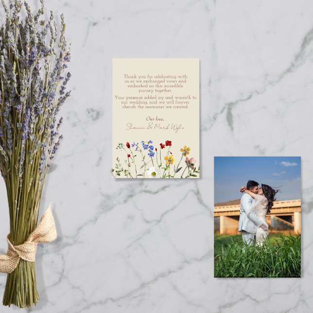 Carte de remerciements photo Mariage fleur sauvage (Créateur téléchargé)