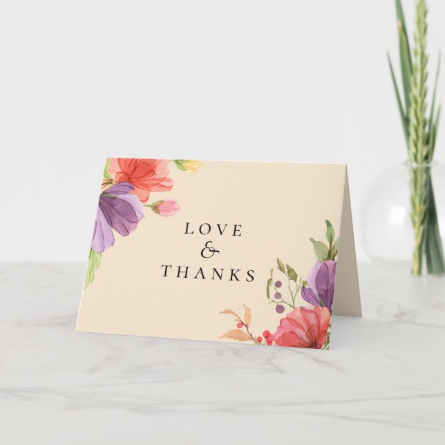 Carte de remerciements photo Mariage floral (Devant)