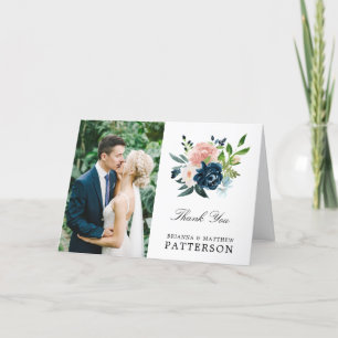 Carte de remerciements photo Mariage floral armé