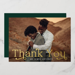 Carte de remerciements photo Mariage Gold Foil