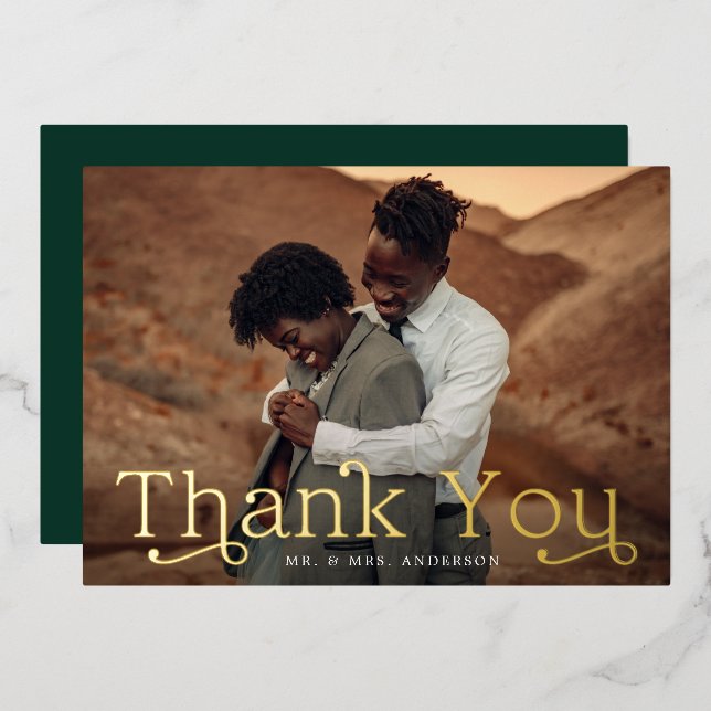 Carte de remerciements photo Mariage Gold Foil (Recto/Verso)