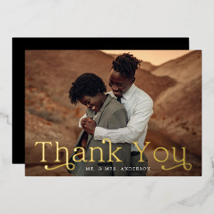 Carte de remerciements photo Mariage Gold Foil