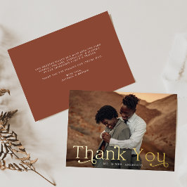 Carte de remerciements photo Mariage Gold Foil