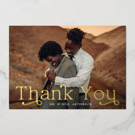 Carte de remerciements photo Mariage Gold Foil