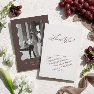 Carte De Remerciements Photo Mariage Ivoire et Marron