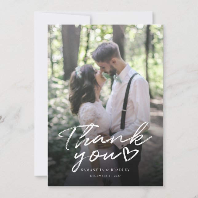 Carte de remerciements photo Mariage manuscrit (Devant)