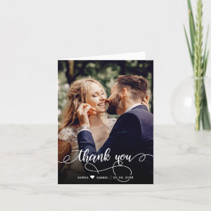 Carte de remerciements photo Mariage manuscrit