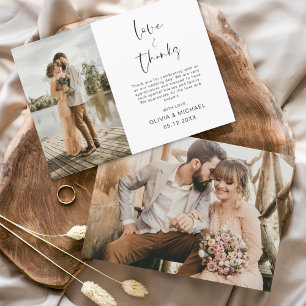 Carte de remerciements photo Mariage minimaliste d