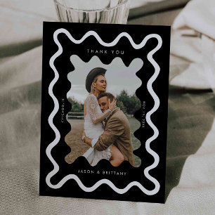 Carte De Remerciements Photo Mariage noir à la main