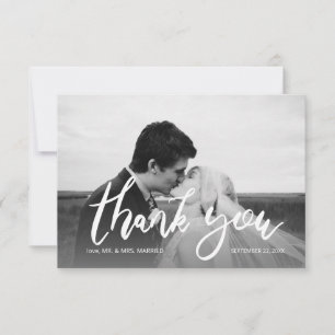 Carte De Remerciements Photo mariage noir et blanc Moderne 2B