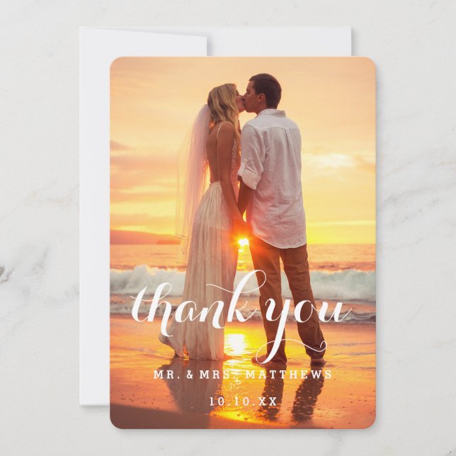 Carte de remerciements photo Mariage simple (Devant)