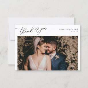 Carte De Remerciements Photo Mariage simple en noir et blanc