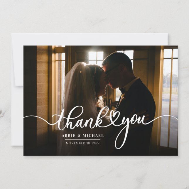 Carte De Remerciements Photo Mariage simple et moderne (Devant)