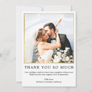 Carte De Remerciements Photo Mariage simple moderne tellement d'or