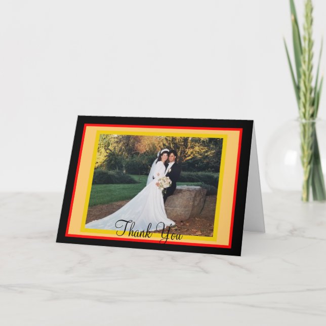Carte de remerciements photo Mariage Sunset Red Or (Devant)
