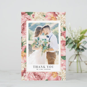 Carte de remerciements photo Mariage vintage Fleur